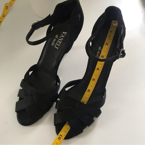 VERO CUOIO VANELI Women's Black Ankle Strap Heels Open Toe Size 7,5 - Picture 10 of 14